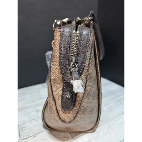 GUESS Nissana Ladies Satchel Tote Brown Handbag Purse Missing Some Packing New - Picture 3 of 12